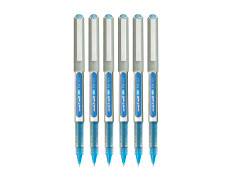 uni-ball Eye UB157 0.7 mm Roller Ball Pens, Light Blue Ink, Pack of 6