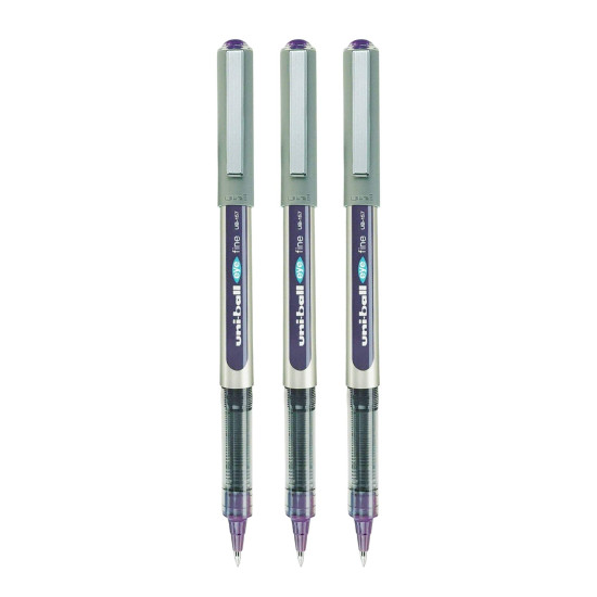 UNI-BALL Eye UB157 0.7mm Roller Ball Pen | Violet Ink, Pack of 3