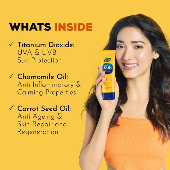 Joy Broad Spectrum SPF 30 Face & Body Sunscreen (120ml) | INVIVO Tested | Sunblock & Anti Tan Sunscreen For Normal to Oily Skin | Lightweight, Non Greasy & Zero White Cast