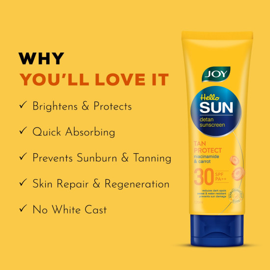 Joy Broad Spectrum SPF 30 Face & Body Sunscreen (120ml) | INVIVO Tested | Sunblock & Anti Tan Sunscreen For Normal to Oily Skin | Lightweight, Non Greasy & Zero White Cast
