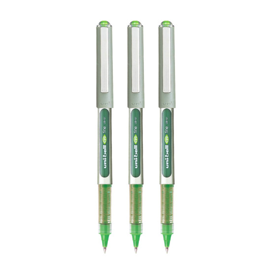 uni-ball Eye UB157 0.7mm Roller Ball Pen | Light Green Ink, Pack of 3