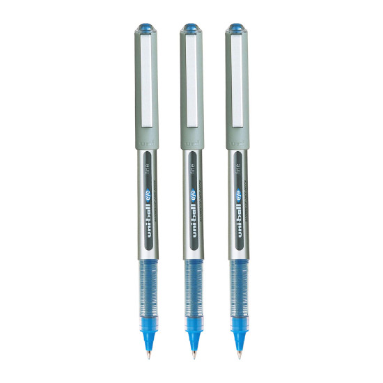 uni-ball Eye UB157 0.7mm Roller Ball Pen | Blue Ink, Pack of 3