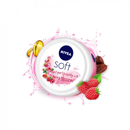 NIVEA Soft Light Moisturizer 100ml | Berry Blossom | For Face, Hand & Body, Instant Hydration | Non-Greasy Cream | With Vitamin E & Jojoba Oil | All Skin Types