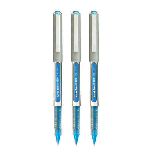 uni-ball Eye UB157 0.7 mm Roller Ball Pens, Light Blue Ink, Pack of 3