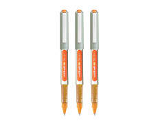 UNI-BALL Eye UB157 0.7mm Roller Ball Pen | Orange Ink, Pack of 3