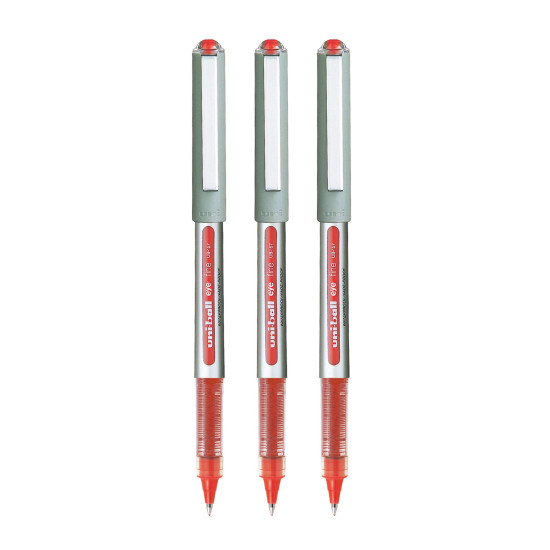 uni-ball Eye UB157 0.7 mm Roller Ball Pens, Red Ink, Pack of 3