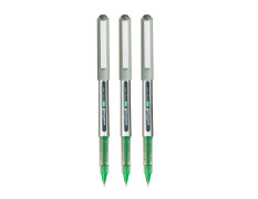 UNI-BALL Eye UB157 0.7mm Roller Ball Pen | Waterproof Pigment Ink | Lightweighted Sleek Body | Long Lasting Smudge Free Ink | School and Office stationery | Green Ink, Pack of 3