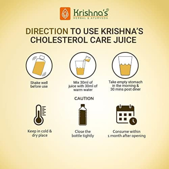 KRISHNA's HERBAL & AYURVEDA Cholesterol Care Juice - 500 Ml | Contains Honey With Apple Cider Ginger Garlic, Sugar Free, Health Drink