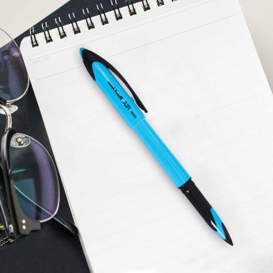 UNI-BALL Air UBA188ELM 0.5mm Roller Ball Pen | Lime Green Body, Blue Ink, Pack of 3