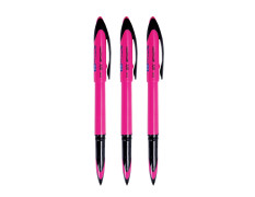 UNI-BALL Air Micro UBA 188 ELM 0.5mm Roller Ball Pen | Pink Body, Blue Ink, Pack of 3