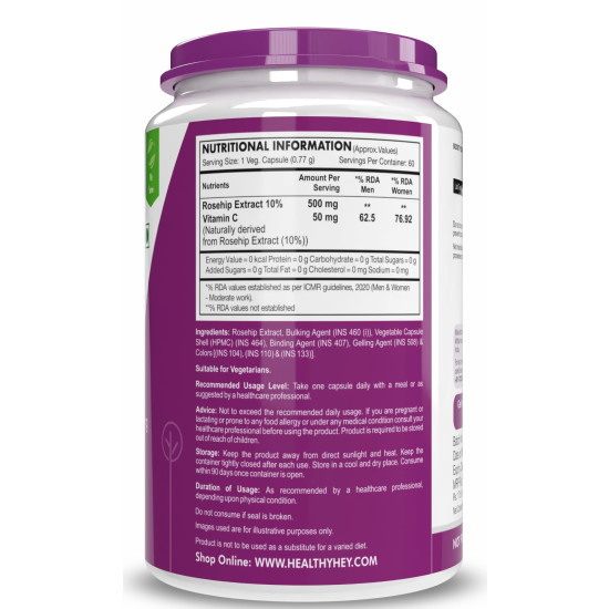 HealthyHey Nutrition Rosehip Extract 60 Veg Capsules