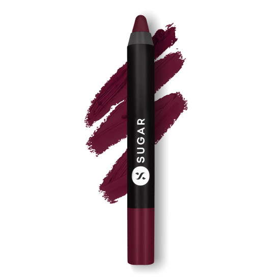 SUGAR Cosmetics Matte as Hell Crayon Lipsticks for Women | Lasts Up To 8+ Hours | Lip Crayon with Sharpener | 2.8gm - 24 Rachel Berry