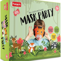Funskool Handycrafts Mask Party , DIY face masks kids , Make many animal faces , Art and Craft Kit, DIY Kit, Ages 5 Years and Above, Multicolour