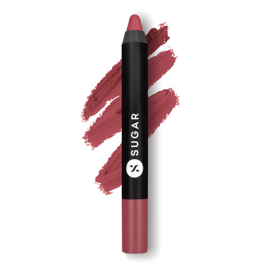 SUGAR Cosmetics Matte as Hell Crayon Lipsticks for Women | Lasts Up To 8+ Hours | Lip Crayon with Sharpener | 2.8gm - 23 Jessica Day