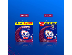 Surf Excel Matic Front Load Detergent Washing Powder 3+1 Kg , Specially Designed For Tough Stain Removal On Laundry In Washing Machines, 1 Count