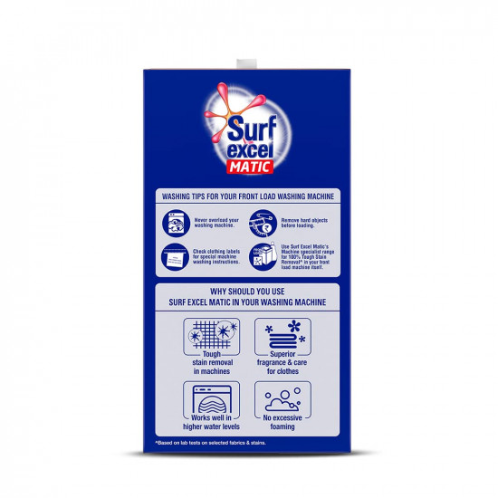 Surf Excel Matic Front Load Detergent Washing Powder 3+1 Kg , Specially Designed For Tough Stain Removal On Laundry In Washing Machines, 1 Count