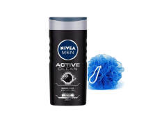 NIVEA Men Active Clean Shower Gel, 250ml With Free Loofah