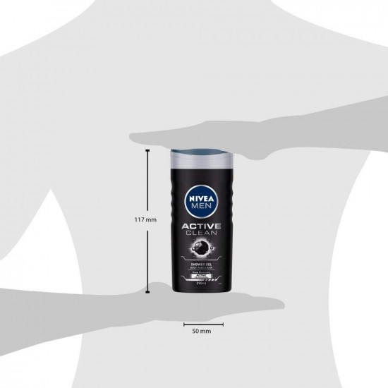 NIVEA Men Active Clean Shower Gel, 250ml With Free Loofah