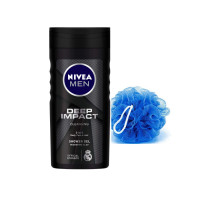 NIVEA Men Deep Impact Shower Gel, 250ml With Free Loofah