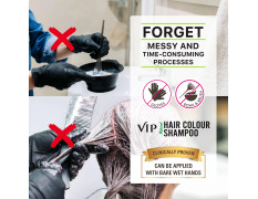 VIP Brown Hair Colour Shampoo, 180ml for Women and Men | Quick & Easy Grey Coverage in 15 Mins | Alternate to Hair Dye | Salon like Hair Color at Home
