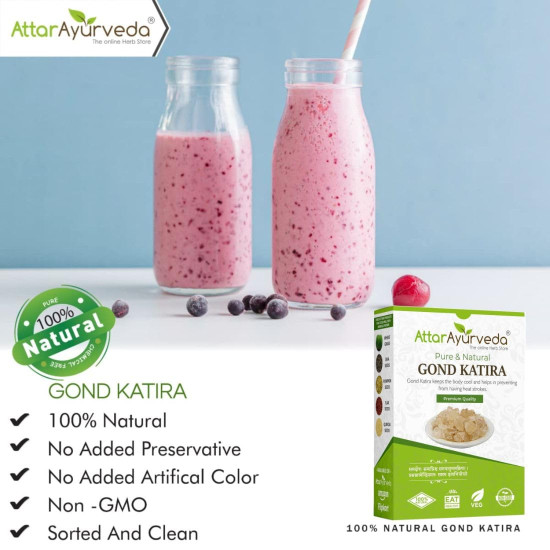 Attar Ayurveda Gond Katira Pure (Edible Gum) - 200 grams | Tragacanth Gum | High Cooling Properties Herbal Food | Super Food |