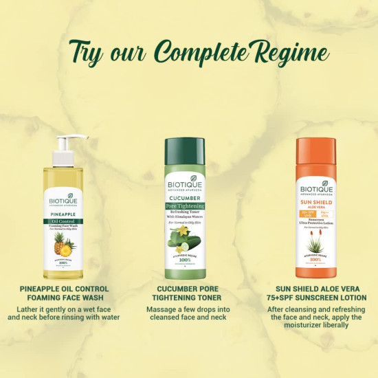Biotique Pineapple Oil Control Foaming Face Wash | Hydrates dry skin | Eliminates Excess Oil | Evens Skin Tone | 100% Botanical Extracts | Suitable for All Skin Types | 200ml