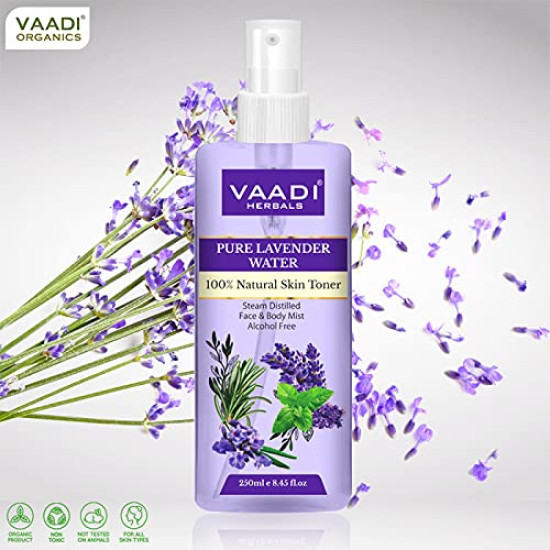 Vaadi Herbals Pvt Ltd Lavender Water -100% Natural & Pure Skin Toner, 250 ml