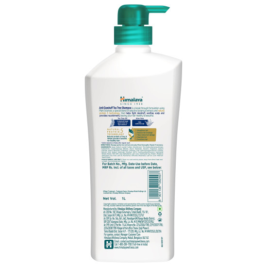 Himalaya Anti Dandruff Shampoo With Tea tree Removes dandruff & soothes sclap, 1 ltr