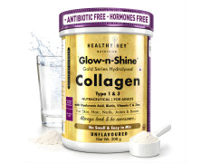 HealthyHey Skin Glow-n-Shine® Collagen Powder 200g | Hydrolysed Collagen for Women and Men with Hyaluronic Acid, Biotin and Vitamin C for Healthy Skin, Hair and Nails - (Unflavoured, 200gm)
