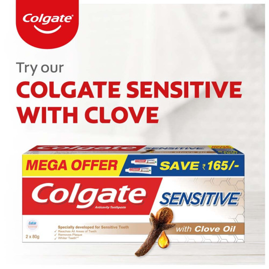 Colgate Sensitive Everyday Protection Toothpaste, Twin Pack Of 160g (80g X 2), Specifically Developed  For Sensitive Teeth & Healthy Gums, Colgate Toothpaste For Prevention Of Cavities & Plaque