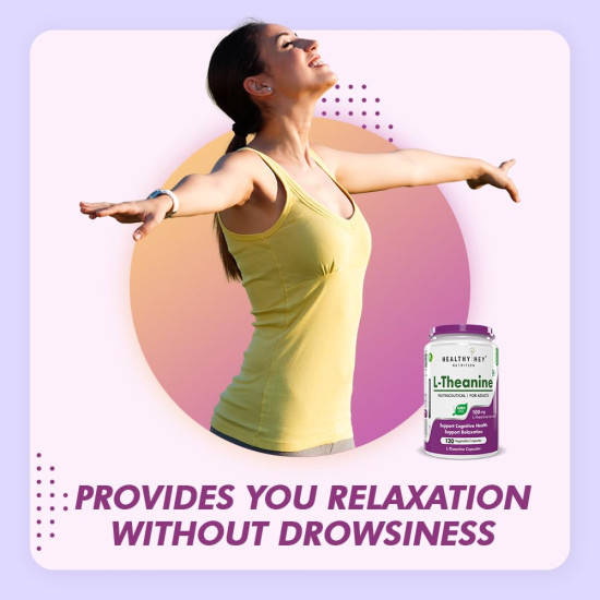 HealthyHey Nutrition L-Theanine -Support Relaxation -Pack of 120 Vegetarian Capsules