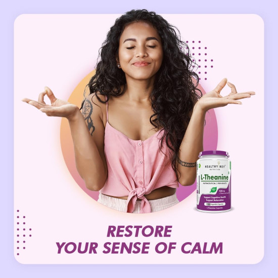 HealthyHey Nutrition L-Theanine -Support Relaxation -Pack of 120 Vegetarian Capsules