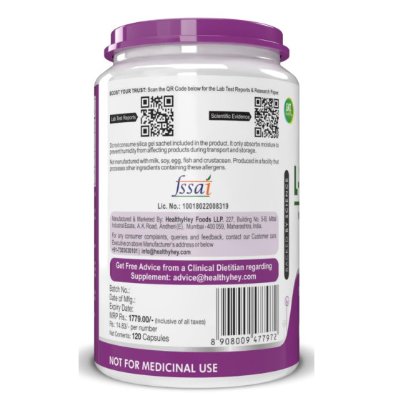 HealthyHey Nutrition L-Theanine -Support Relaxation -Pack of 120 Vegetarian Capsules