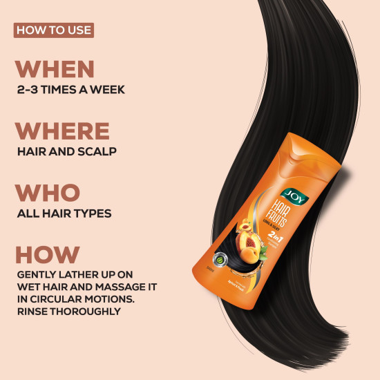 Joy Hair Fruits Long & Silky Conditioning Shampoo Enriched with Apricot & Peach, 340 ml