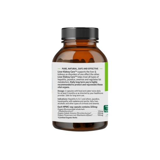 Organic India Liver Kidney Care - 180 Veg Capsules, Helps Support Liver & Kidney Health, Boosts Overall Energy & Immunity, GMP & NPOP Certified Organic