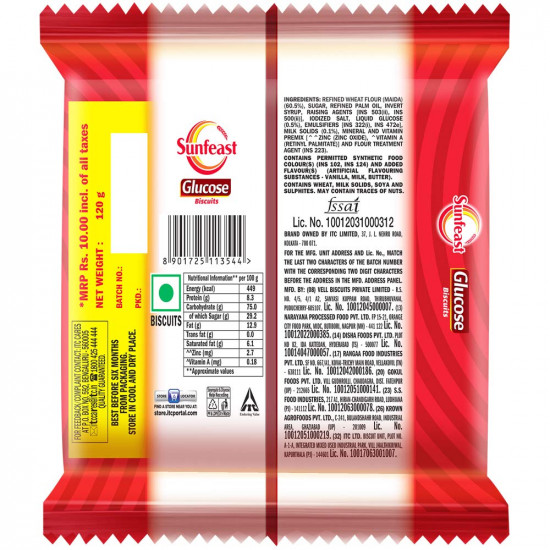 Sunfeast Glucose Biscuits, 128 g