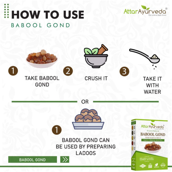 Attar Ayurveda Babul Gond Gum - Kikar Gond - Babool Gond - Acacia arabica Willd (250 Grams)