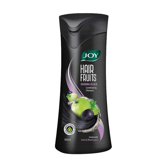 Joy Hair Fruits Shining Black Conditioning Shampoo Enriched with Amla & Black Grapes, 340 ml