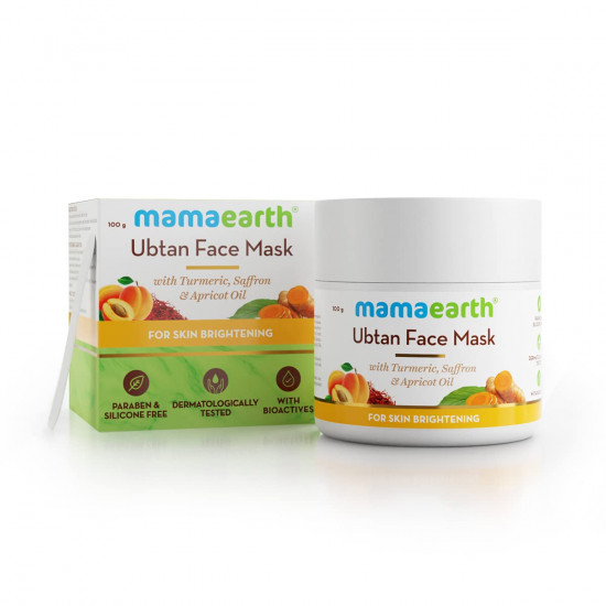 Mamaearth Ubtan Face Pack Mask for Fairness, Tanning & Glowing Skin with Saffron, Turmeric & Apricot Oil, 100g