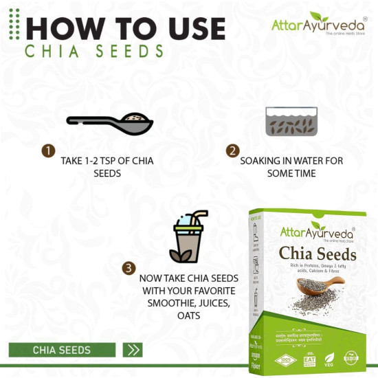 Attar Ayurveda Chia Seeds 250 gm - For Weight Management and Eating | Pure and Natural | Preservative-free | Non-GMO | Clean and Sorted | Rich in Calcium, Protein, Omega-3 & Fibre | Attar Ayurveda Chia Seeds 250 gm - For Weight Management and Eating | Pure and Natural | Preservative-free | Non-GMO | Clean and Sorted | Rich in Calcium, Protein, Omega-3 & Fibre |
