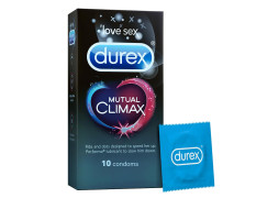 Durex Mutual Climax Condoms for Men & Women - 10 Count |Extra Dotted and Ribbed for Pleasure | Performa Lubricant for Long Lasting Climax Delay|Suitable for use with lubes & toys