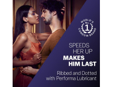 Durex Mutual Climax Condoms for Men & Women - 10 Count |Extra Dotted and Ribbed for Pleasure | Performa Lubricant for Long Lasting Climax Delay|Suitable for use with lubes & toys