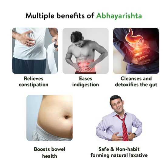 Kerala Ayurveda Abhayarishta 450ml | Bowel wellness | Constipation Relief | Aids in Detoxification | Non-Habit Forming | Safe & Natural Laxative | Colon Cleanser | Gut Health | 100% Ayurvedic| Relief from Kabz | With Abhaya, Vidanga, Draksha |