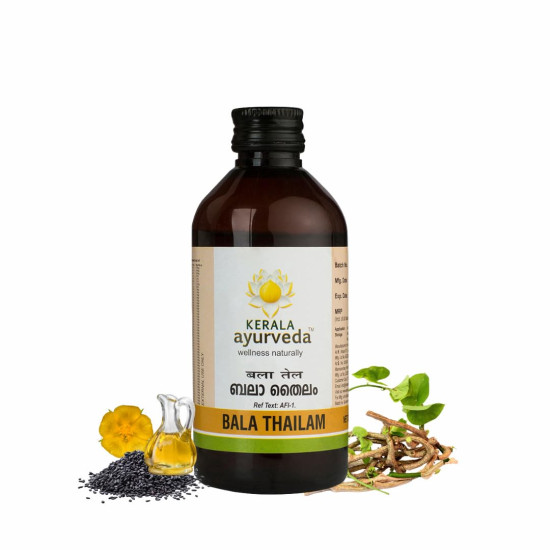 Kerala Ayurveda Bala Thailam 200ml | Muscle and Bone Strengthening Abhyanga Oil | Age Related Joint Issues| For Healthy Joints & Muscles | With Bala, Guduchi, Rasna, Curd, Milk, and Sesame Oil