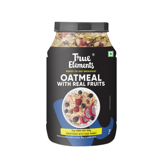 True Elements Whole Oatmeal 1kg - Overnight Oats | Breakfast Food | Healthy Diet | Oatmeal for Breakfast | Oats with Chia Seeds, Dry Fruits and Nuts | 9.8g Protein True Elements Whole Oatmeal 1kg - Overnight Oats | Breakfast Food | Healthy Diet | Oatmeal for Breakfast | Oats with Chia Seeds, Dry Fruits and Nuts | 9.8g Protein