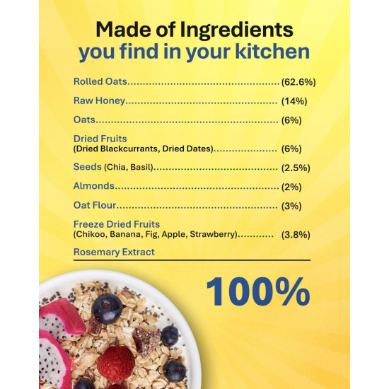 True Elements Whole Oatmeal 1kg - Overnight Oats | Breakfast Food | Healthy Diet | Oatmeal for Breakfast | Oats with Chia Seeds, Dry Fruits and Nuts | 9.8g Protein True Elements Whole Oatmeal 1kg - Overnight Oats | Breakfast Food | Healthy Diet | Oatmeal for Breakfast | Oats with Chia Seeds, Dry Fruits and Nuts | 9.8g Protein