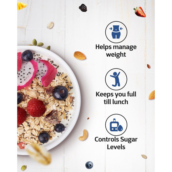 True Elements Whole Oatmeal 1kg - Overnight Oats | Breakfast Food | Healthy Diet | Oatmeal for Breakfast | Oats with Chia Seeds, Dry Fruits and Nuts | 9.8g Protein True Elements Whole Oatmeal 1kg - Overnight Oats | Breakfast Food | Healthy Diet | Oatmeal for Breakfast | Oats with Chia Seeds, Dry Fruits and Nuts | 9.8g Protein