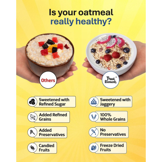 True Elements Whole Oatmeal 1kg - Overnight Oats | Breakfast Food | Healthy Diet | Oatmeal for Breakfast | Oats with Chia Seeds, Dry Fruits and Nuts | 9.8g Protein True Elements Whole Oatmeal 1kg - Overnight Oats | Breakfast Food | Healthy Diet | Oatmeal for Breakfast | Oats with Chia Seeds, Dry Fruits and Nuts | 9.8g Protein