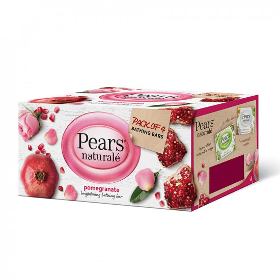 Pears Natural Pomegranate Brightening Bathing Soap Bar, 125 g (Pack of 4)