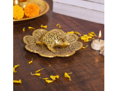 Collectible India Metal Feng Shui Tortoise On Plate Showpiece - Gold Tortoise for Good Luck Money - Best Gift for Career and Good Luck Vastu - Gift for Girlfriend Her Him Mom Dad.